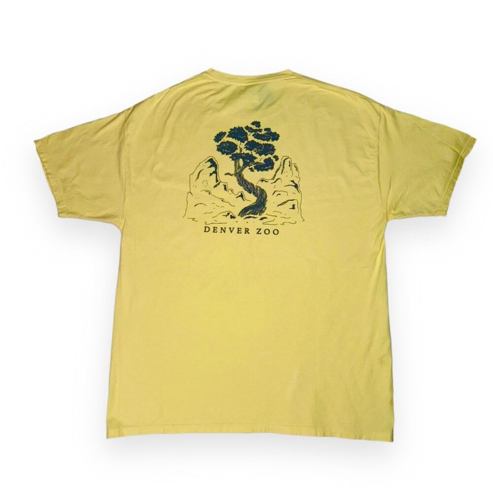 NWT Denver Zoo Summer Promo Tee Graphic Bonzai USA Grown Ring Spun Cotton Yellow